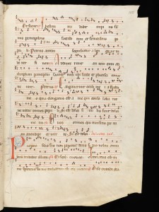 Fribourg, Couvent des Cordeliers, M2, f99r, the responsory Caligaverunt - manuscript used for the Psallentes Tenebrae production - image via http://www.e-codices.unifr.ch