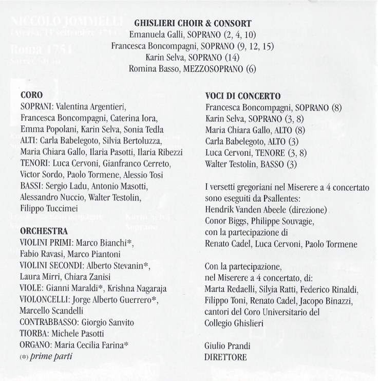 Jomelli Ghislieri Choir & Consort, with Psallentes contribution Hendrik Vanden Abeele