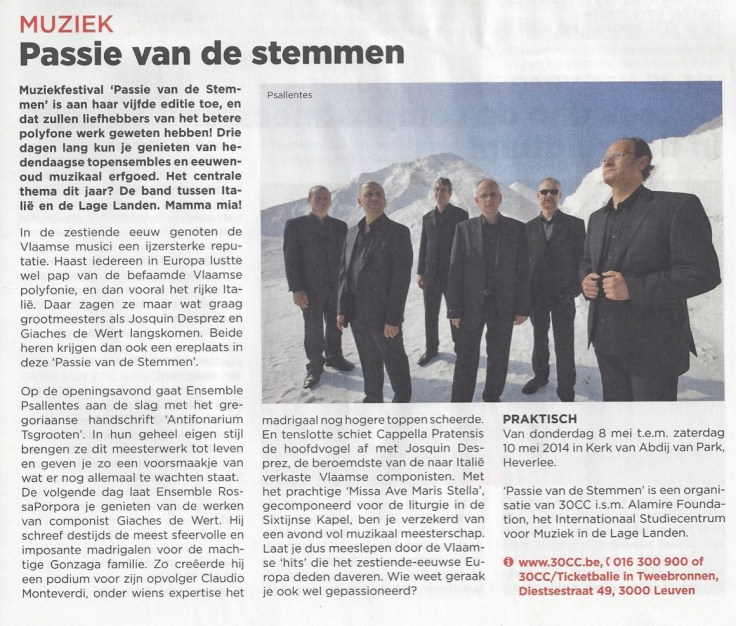 Psallentes op Passie van de Stemmen Leuven 2014 Hendrik Vanden Abeele