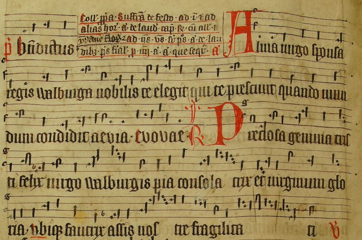 Part of the Walburga-office in NL-ZUa 6, a fifteenth century antiphoner from Zutphen (The Netherlands)