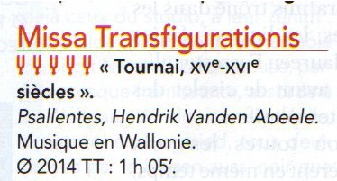 Missa Transifigurationis. Psallentes dir. Hendrik Vanden Abeele